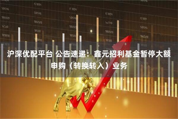 沪深优配平台 公告速递：鑫元招利基金暂停大额申购（转换转入）业务